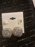 Pierced Earrings with Rhinestone