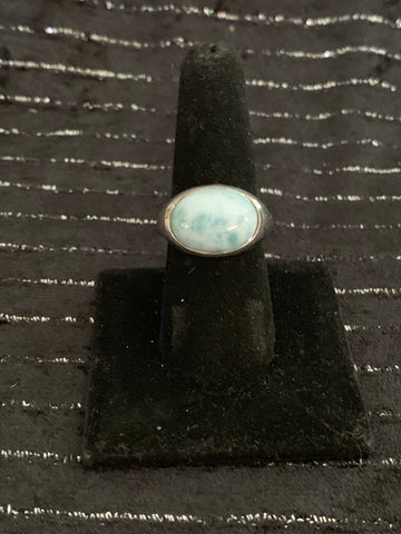Sterling Silver 925 Larimar gemstone ring