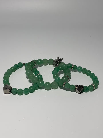 Stretch Bracelet Gemstone Jade with Charms