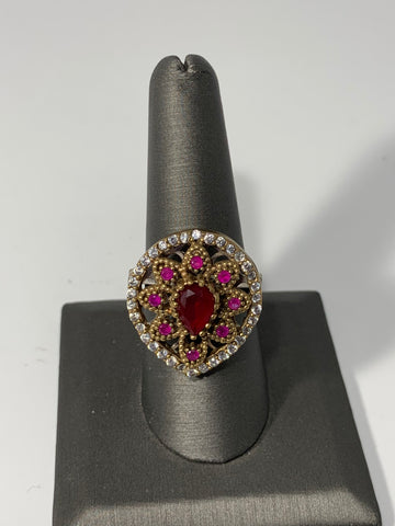 Statement Ring with Ruby Red Stones