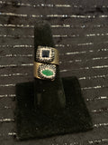 Gold Ring With Green and Dark Stone