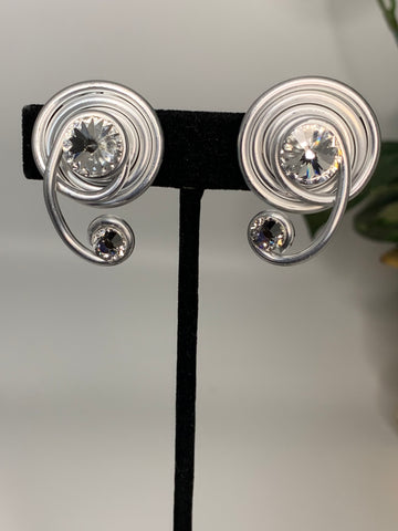 Silver Crystals Clip On Earrings on Earrings